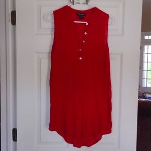 Bright Red Lightweight Tunic Top, semi sheer